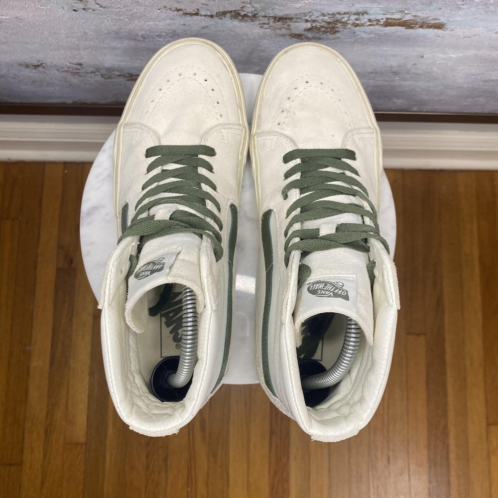 Vans Sk8-Hi Shoes Mens Size 8.5 White Green High Top Skate Sneakers Leather - Picture 7 of 11
